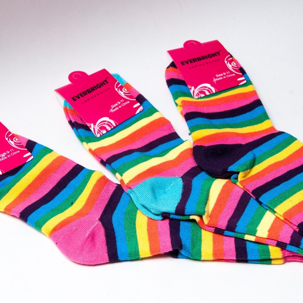 3 Pairs - Rainbow LGBT Pride Crew Socks - One Size - Picture 3 of 4
